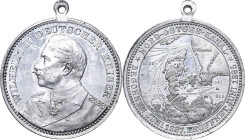 Brandenburg-Preußen
Wilhelm II. 1888-1918 Aluminiummedaille 1895. Einweihung des Nord-Ostsee-Kanal. Brustbild nach links / Landkarte mit Schifffahrts...