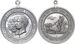 Brandenburg-Preußen
Wilhelm II. 1888-1918 Aluminiummedaille 1895 (Beyenbach) Einweihung des Nord-Ostsee-Kanal. Köpfe der 3 Kaiser nebeneinander nach ...