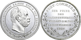 Brandenburg-Preußen
Wilhelm II. 1888-1918 Silbermedaille 1897. 100. Geburtstag Wilhelms I. Kopf nach rechts / 6 Zeilen Schrift auf Blumenzweigen. 41 ...