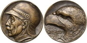 Brandenburg-Preußen
Wilhelm II. 1888-1918 Bronzegussmedaille o.J. (A. Löwental) Wilhelm II. Kopf nach links mit Helm / Kopf eines Adlers nach links. ...