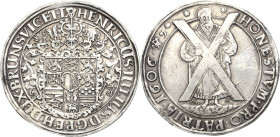 Braunschweig-Wolfenbüttel
Heinrich Julius 1589-1613 Taler 1606, Andreasberg Ausbeute der Grube St. Andreas. Feinsilber. HONESTUM PRO PATRIA (= Ehrenh...