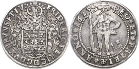 Braunschweig-Wolfenbüttel
Friedrich Ulrich 1613-1634 Taler 1625, o.Mzz.-Goslar oder Zellerfeld Wilder Mann. DEO ET PATRIA (= Für Gott und Vaterland) ...