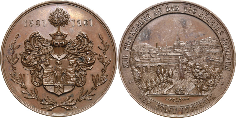 Buchholz
 Bronzemedaille 1901 (Mayer & Wilhelm) 400-Jahrfeier der Stadt. Behelm...