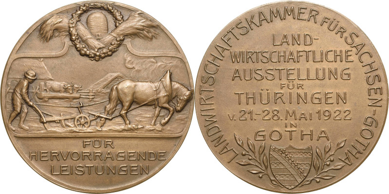 Gotha
 Bronzemedaille 1922 (unsigniert) Für hervorragende Leistungen bei der la...