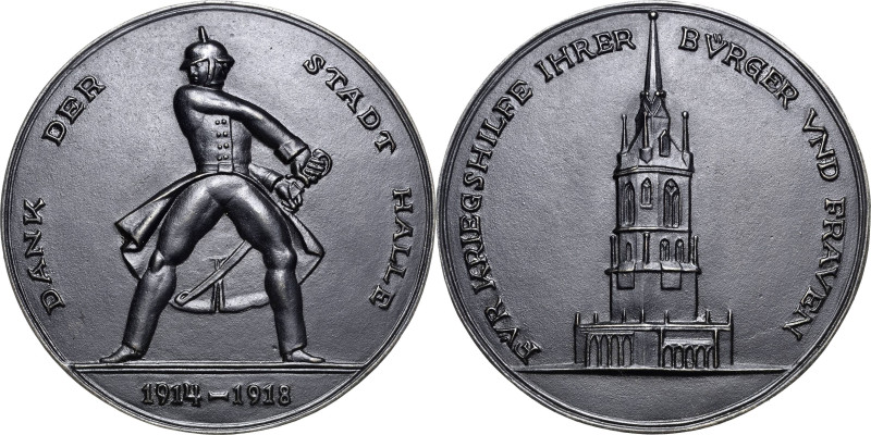 Halle/Saale
 Eisengussmedaille 1918 (G. Weidanz) Dank der Stadt Halle für Krieg...