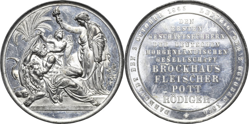 Leipzig
 Versilberte Zinnmedaille 1870 (F.W. Kullrich/T. Grosse) 25-jähriges Be...