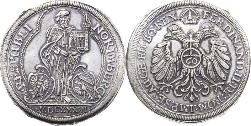 Nürnberg
 Guldentaler zu 60 Kreuzern 1637. Mit Titel Ferdinands II. Hl. Sebaldu...