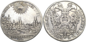 Nürnberg
 Taler 1765, SR-Scholz/Riedner Mit Titel Joseph II. Stadtansicht. Mit Laubrand Kellner 344 a Slg. Erlanger 758 Davenport 2494 Fast vorzüglic...