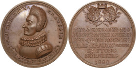 Nürnberg
 Bronzemedaille 1889. 250 Jahre Krauss'sche Stiftung. Brustbild von Elisabeth Krauss nach links / 2. und 3. Nürnberger Stadtwappen über 7 Ze...