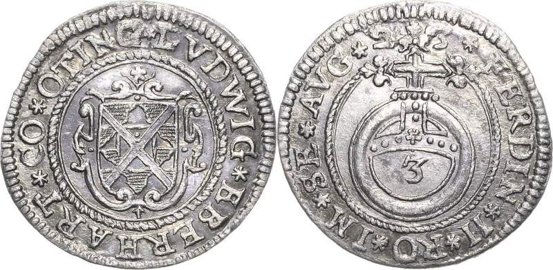 Öttingen
Ludwig Eberhard 1622-1634 Groschen 1623. Mit Titel Ferdinand II Löffel...