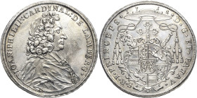 Passau
Johann Philipp Graf von Lamberg 1689-1712 Taler 1712, Regensburg Kellner 147 Davenport 2520 Forster 957 Seltener Jahrgang. Av. Kl. Schrötlings...