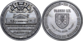 Plauen
 Silbermedaille 1925 (Oertel) Sächsische Bäckerei-Fachausstellung. Ausstellungshalle / Stadtwappen. Randpunze: SILBER 990 OERTEL BERLIN. 45 mm...