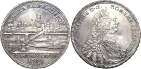 Regensburg-Stadt
 1/2 Taler 1754, ICB-Johann Christoph Busch Stadtansicht. Mit Titel und Porträt Franz I Beckenbauer 7201 Revers kl. Druckstelle, vor...