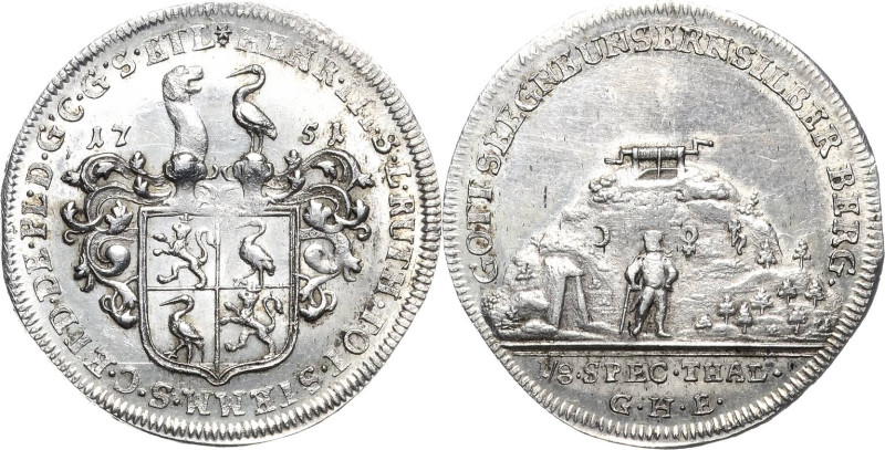 Reuss-Ältere Linie - Untergreiz
Heinrich III. 1733-1768 1/8 Taler 1751, GHE-Saa...