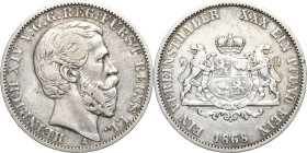 Reuss-Jüngere Linie - Schleiz
Heinrich XIV. 1867-1913 Taler 1868, A-Berlin AKS 41 Jaeger 136 Kahnt 409 Davenport 803 Sehr schön