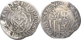 Sachsen-Kurlinie ab 1486 bis 1547 (Ernestiner)
Friedrich III., Albrecht und Johann 1486-1500 Engelgroschen (Schreckenberger) o.J. beiderseits Halbmon...