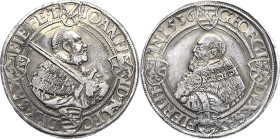 Sachsen-Kurlinie ab 1486 bis 1547 (Ernestiner)
Johann Friedrich und Georg 1534-1539 Guldengroschen 1536, T-Buchholz Keilitz 130 Schnee 80 Davenport 9...