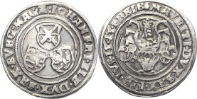 Sachsen-Kurlinie ab 1486 bis 1547 (Ernestiner)
Johann Friedrich und Moritz 1541-1547 1/4 Guldengroschen 1543, Lindenblatt-Freiberg Keilitz 206 Keilit...