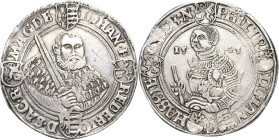 Sachsen-Kurlinie ab 1486 bis 1547 (Ernestiner)
Johann Friedrich und Landgraf Philipp von Hessen 1542-1547 Guldengroschen 1545, Goslar Schmalkaldische...