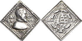 Sachsen-Kurlinie ab 1547 (Albertiner)
August 1553-1586 Klippenförmige Silbergussmedaille 1557. Brustbild nach rechts / Wappen. 23 mm, 4,58 g Keilitz/...
