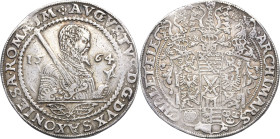 Sachsen-Kurlinie ab 1547 (Albertiner)
August 1553-1586 Taler 1564, HB-Dresden Keilitz/Kahnt 56 Schnee 713 Davenport 9795 Sehr schön