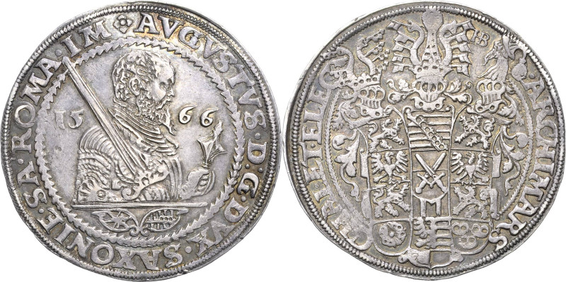 Sachsen-Kurlinie ab 1547 (Albertiner)
August 1553-1586 Taler 1566, HB-Dresden K...