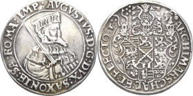Sachsen-Kurlinie ab 1547 (Albertiner)
August 1553-1586 Taler 1569, T-Schneeberg Keilitz/Kahnt 51 Schnee 707 Davenport 9793 Kl. Henkelspur, bearbeitet...