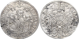 Sachsen-Kurlinie ab 1547 (Albertiner)
Christian II., Johann Georg I. und August 1591-1611 Taler 1596, HB-Dresden Keilitz/Kahnt 186 Schnee 754 Davenpo...