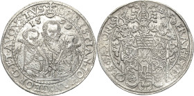 Sachsen-Kurlinie ab 1547 (Albertiner)
Christian II., Johann Georg I. und August 1591-1611 Taler 1599, HB-Dresden Keilitz/Kahnt 186 Schnee 754 Davenpo...