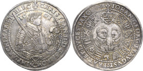 Sachsen-Kurlinie ab 1547 (Albertiner)
Christian II., Johann Georg I. und August 1591-1611 Taler 1601, HB-Dresden Keilitz/Kahnt 222 Schnee 758 Davenpo...