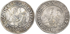 Sachsen-Kurlinie ab 1547 (Albertiner)
Christian II., Johann Georg I. und August 1591-1611 1/2 Taler 1608, HR-Dresden Keilitz/Kahnt 247 Kohl 102 Fast ...