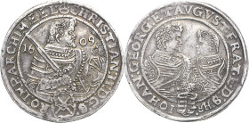 Sachsen-Kurlinie ab 1547 (Albertiner)
Christian II., Johann Georg I. und August 1591-1611 Taler 1609, HR-Dresden Keilitz/Kahnt 228 Schnee 767 Davenpo...