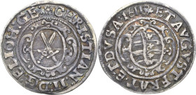 Sachsen-Kurlinie ab 1547 (Albertiner)
Christian II., Johann Georg I. und August 1591-1611 1/8 Taler 1611, Schwan-Dresden Keilitz/Kahnt 256 Kohl 111 S...