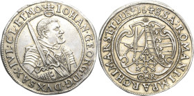 Sachsen-Kurlinie ab 1547 (Albertiner)
Johann Georg I. (1611-) 1615-1656 1/4 Taler 1648, CR-Dresden C/K 198 Kohl 169 Kl. Randfehler, fast Vorzüglich
