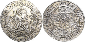Sachsen-Kurlinie ab 1547 (Albertiner)
Johann Georg I. (1611-) 1615-1656 1/2 Taler 1655, CR-Dresden C/K 185 Kohl 162 Attraktives Exemplar. Vorzüglich+...
