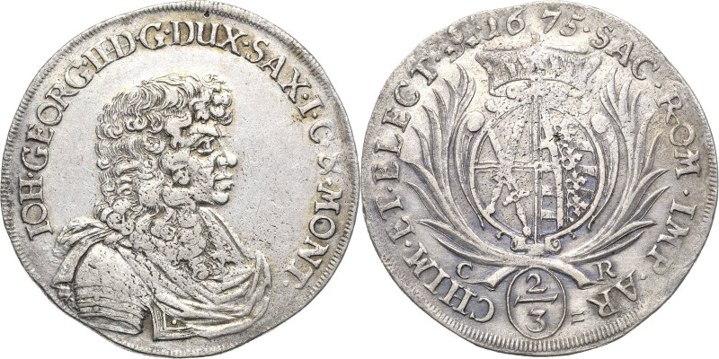 Sachsen-Kurlinie ab 1547 (Albertiner)
Johann Georg II. 1656-1680 2/3 Taler 1675...