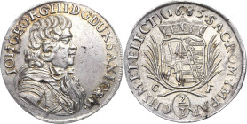 Sachsen-Kurlinie ab 1547 (Albertiner)
Johann Georg III. 1680-1691 2/3 Taler 1685, CF-Dresden C/K 588 Davenport 808 Kohl 280 Winz. Schrötlingsfehler, ...
