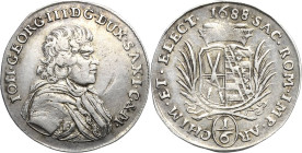 Sachsen-Kurlinie ab 1547 (Albertiner)
Johann Georg III. 1680-1691 1/6 Taler 1688, o.Mzz.-Dresden C/K 607 Kohl 291 Sehr selten. Sehr schön-vorzüglich...