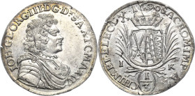 Sachsen-Kurlinie ab 1547 (Albertiner)
Johann Georg III. 1680-1691 1/3 Taler 1690, IK-Dresden C/K 601 Kohl 286 Prachtexemplar. Äußerst selten in diese...