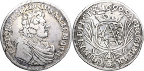 Sachsen-Kurlinie ab 1547 (Albertiner)
Johann Georg III. 1680-1691 1/3 Taler 1690, IK-Dresden C/K 601 Kohl 286 Selten. Sehr schön