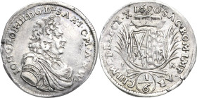 Sachsen-Kurlinie ab 1547 (Albertiner)
Johann Georg III. 1680-1691 1/6 Taler 1690, IK-Dresden C/K 609 Kohl 292 Selten. Sehr schön