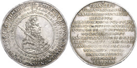 Sachsen-Kurlinie ab 1547 (Albertiner)
Johann Georg III. 1680-1691 Taler 1691, IK-Dresden Auf seinen Tod. Das Kurschwert weist hinter DYN auf AG von M...