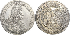Sachsen-Kurlinie ab 1547 (Albertiner)
Johann Georg IV. 1691-1694 2/3 Taler 1694, IK-Dresden C/K 663 Kohl 319 Davenport 813 Fast Vorzüglich