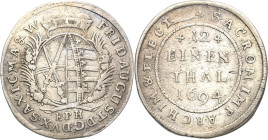 Sachsen-Kurlinie ab 1547 (Albertiner)
Friedrich August I., der Starke 1694-1733 1/12 Taler 1694, EPH-Leipzig Mit 2 Punkten über HA von THALER Kahnt 1...