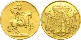 Sachsen-Kurlinie ab 1547 (Albertiner)
Friedrich August I., der Starke 1694-1733 Dukat 1695, o.Mzz.-Dresden Abreise nach Ungarn und das Oberkommando i...