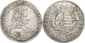 Sachsen-Kurlinie ab 1547 (Albertiner)
Friedrich August I., der Starke 1694-1733 2/3 Taler 1696, EPH-Leipzig Mit schmalem Brustbild, kleinem Wappensch...