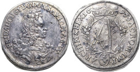 Sachsen-Kurlinie ab 1547 (Albertiner)
Friedrich August I., der Starke 1694-1733 2/3 Taler 1696, IK-Dresden Der Kurschild ist im oberen Feld damaszier...