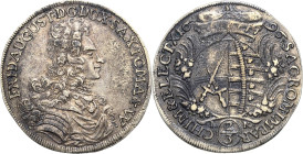 Sachsen-Kurlinie ab 1547 (Albertiner)
Friedrich August I., der Starke 1694-1733 2/3 Taler 1696, IK-Dresden Der Kurschild ist im oberen Feld damaszier...