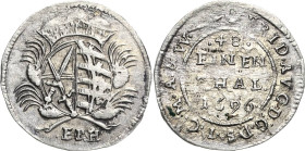 Sachsen-Kurlinie ab 1547 (Albertiner)
Friedrich August I., der Starke 1694-1733 1/48 Taler 1696, EPH-Leipzig Kahnt 194 Kohl 417 1.07 g. Revers leicht...