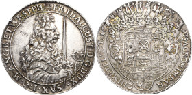 Sachsen-Kurlinie ab 1547 (Albertiner)
Friedrich August I., der Starke 1694-1733 Taler 1697, IK-Dresden Variante mit nicht aufgesetztem Wappen Kahnt 1...